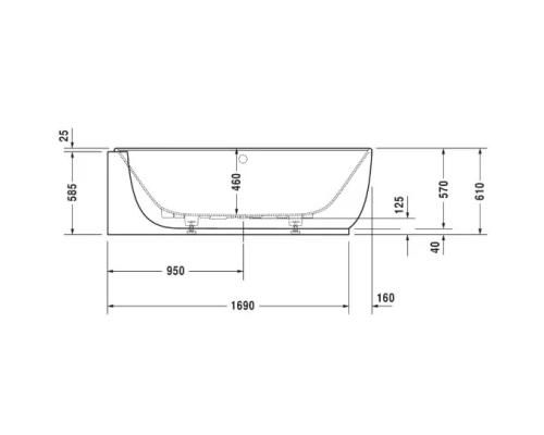 Акриловая ванна 185x95 см L Duravit Luv 700431000000000