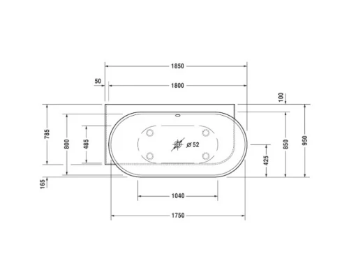 Акриловая ванна 185x95 см L Duravit Luv 700431000000000