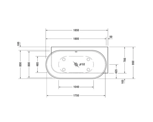 Акриловая ванна 185x95 см R Duravit Luv 700432000000000
