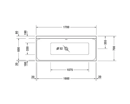 Акриловая ванна 170x70 см L Duravit P3 Comforts 700373000000000