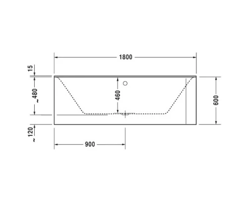 Акриловая ванна 180x80 см L Duravit P3 Comforts 700379000000000