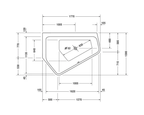 Акриловая ванна 177x130 см L Duravit Paiova 5 700390000000000
