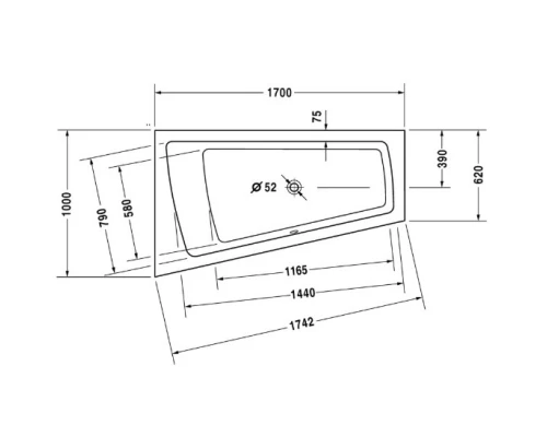 Акриловая ванна 170x100 см L Duravit Paiova 700212000000000