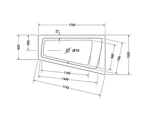 Акриловая ванна 170x100 см R Duravit Paiova 700213000000000