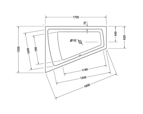 Акриловая ванна 170x130 см L Duravit Paiova 700214000000000