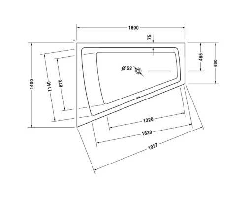 Акриловая ванна 180x140 см L Duravit Paiova 700216000000000