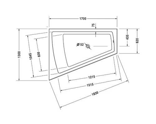 Акриловая ванна 170x130 см L Duravit Paiova 700266000000000