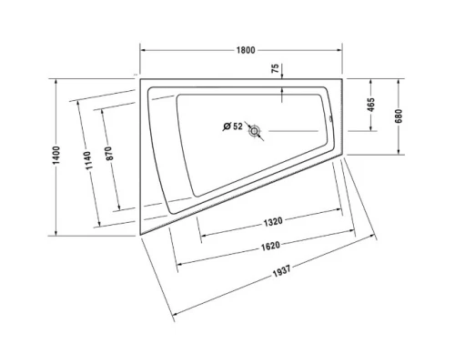 Акриловая ванна 180x140 см L Duravit Paiova 700268000000000