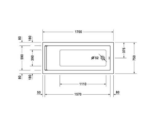 Акриловая ванна 170x75 см Duravit Starck 700335000000000