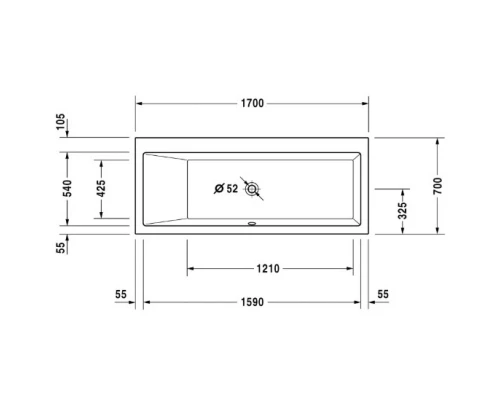 Акриловая ванна 170x70 см L Duravit Vero 700131000000000