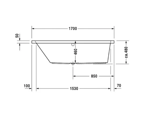 Акриловая ванна 170x75 см L Duravit Vero 700133000000000