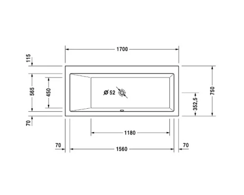Акриловая ванна 170x75 см L Duravit Vero 700133000000000