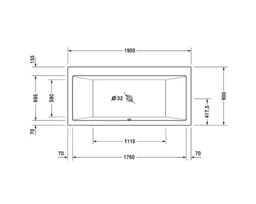 Акриловая ванна 190x90 см Duravit Vero 700136000000000