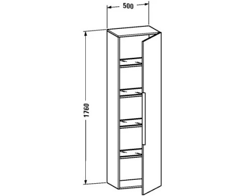 Пенал подвесной дуб темный брашированный R Duravit Happy D.2 H29253R7272