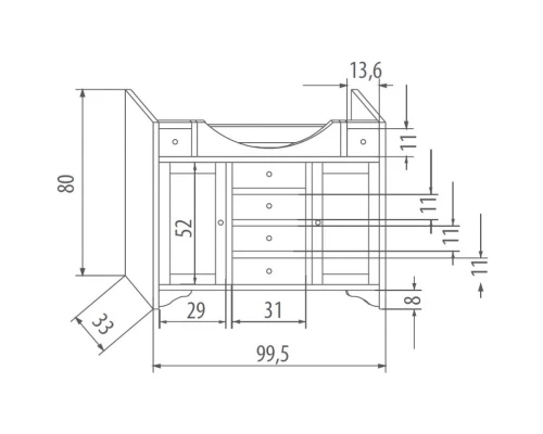 Тумба пергамон 99,5 см Eban Eleonora New FBSEL105PGnew*8