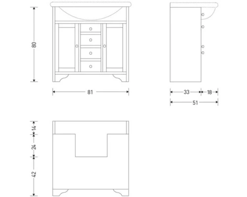 Тумба состаренный белый 81 см Eban Eleonora FBSEL086Bbidecape*6