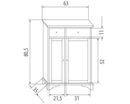 Тумба напольная состаренный белый 63 см Eban Grazia FKMGRBbidecape*4