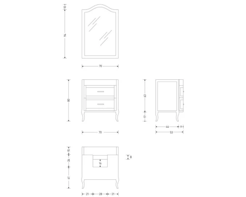 Тумба орех 70 см Eban Rachele FBSRC070Nnoce*2