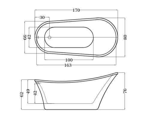 Акриловая ванна 170x80 см Esbano Dublin