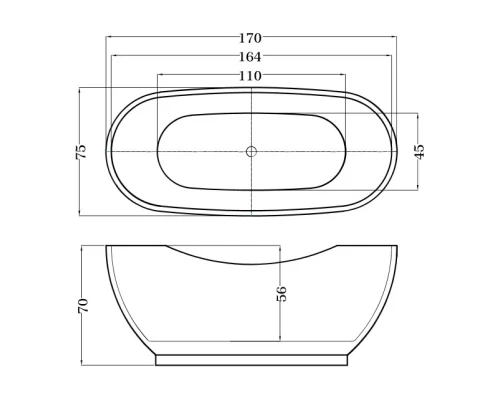 Акриловая ванна 170x75 см Esbano Madrid