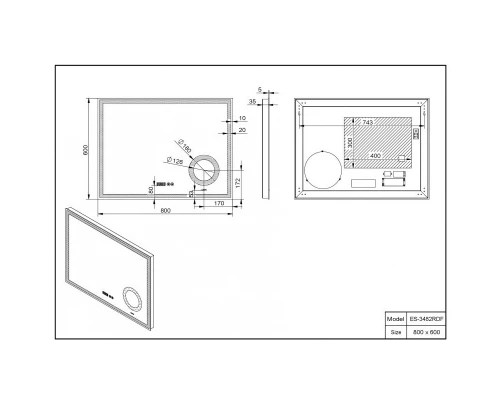 Зеркало 80x60 см Esbano ES-3482 RDF