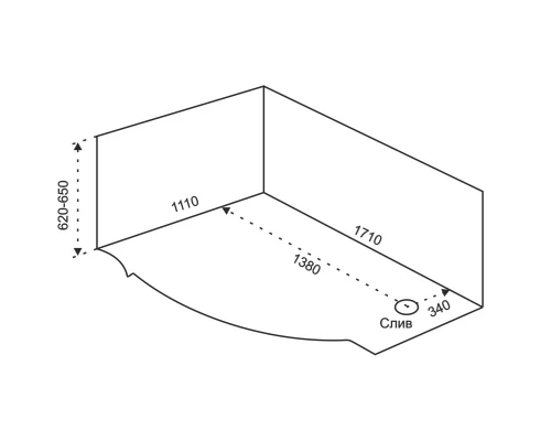 Акриловая ванна 170x110 см L Eurolux Alexandria E2017011003L