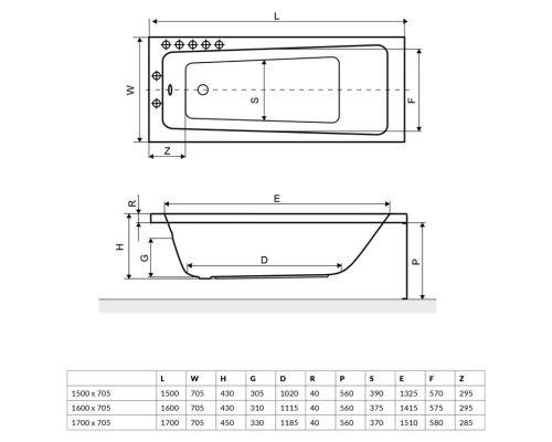 Акриловая ванна 150x70,5 см Excellent Ava WAEX.AVA.15WH