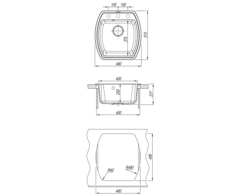 Кухонная мойка Florentina Nire антрацит 20.190.B0480.302