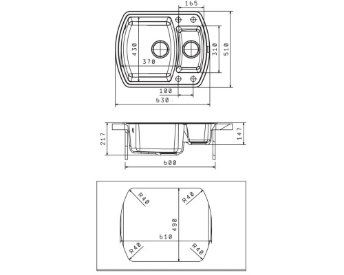 Кухонная мойка Florentina Nire черный 20.220.D0630.102