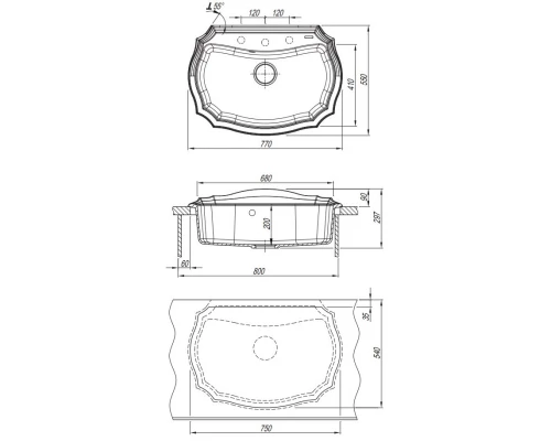 Кухонная мойка Florentina Emiliya антрацит 20.360.E0770.302