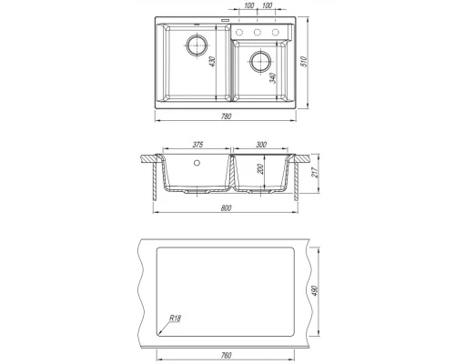 Кухонная мойка Florentina Kassi антрацит 20.230.E0780.302