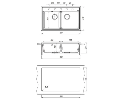 Кухонная мойка Florentina Lipsi мокко 20.370.E0820.303