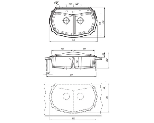 Кухонная мойка Florentina Emiliya черный 20.365.F0870.102