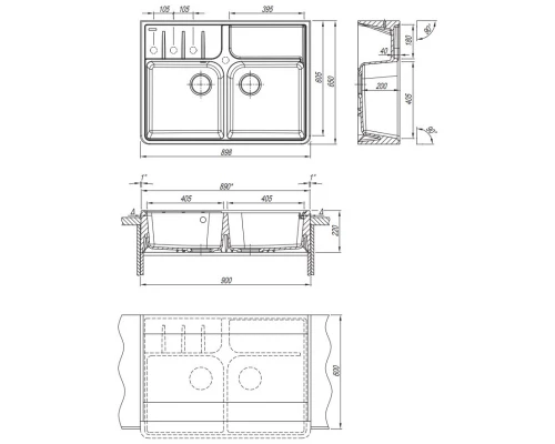 Кухонная мойка Florentina Villaggio коричневый 20.385.F898.105