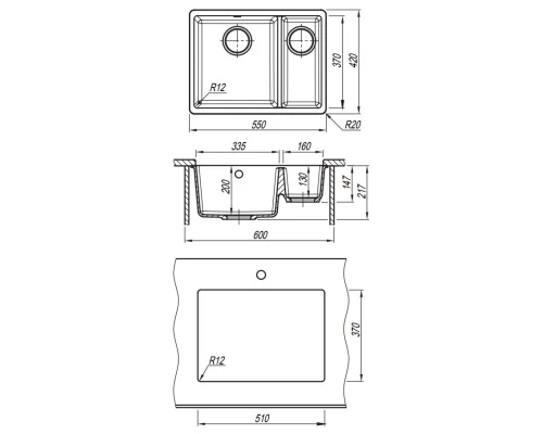 Кухонная мойка Florentina Vega антрацит 22.325.D0510.302