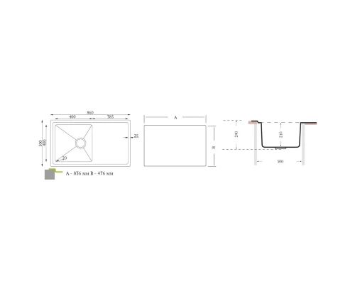 Кухонная мойка Florentina Logika полированная сталь LO.860.500.B.10.P.10