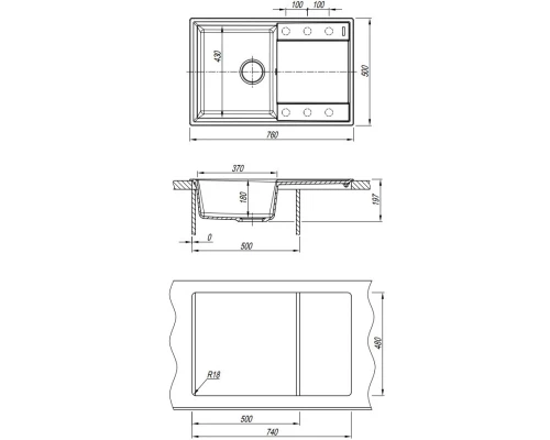 Кухонная мойка Flortek Консул грей 23.020.C0760.305