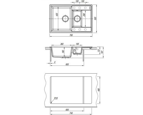 Кухонная мойка Flortek Консул бежевый 23.025.D0760.104