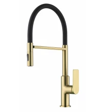 Смеситель для кухни GANZER GZ07126-S матовое золото/черный с гибким магнитным изливом