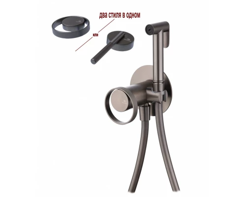 Смеситель встраиваемый с гигиеническим душем из латуни Ganzer  GZ19157-Q графит