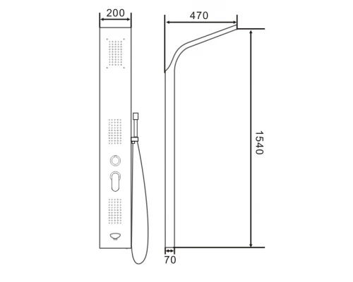 4102-C Панель для душевой кабины (ЧЕРНЫЙ) GANZER
