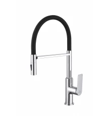 Смеситель для кухни GANZER GZ07126 с гибким магнитным изливом, цвет хром/черный