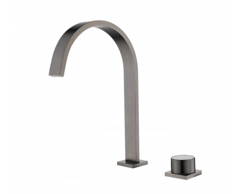 Смеситель для раковины из латуни врезной на 2 отверстия Ganzer  GZ01112-Q графит