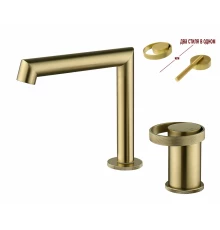 Смеситель  на борт раковины 2 отверстия от бренда Ganzer GZ19114-S матовое золото