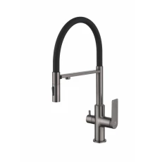 Смеситель для кухни под фильтр с гибким изливом из латуни Ganzer GZ07127-Q графит