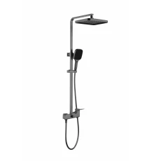 Душевая система с тропическим душем из латуни с поворотным изливом Ganzer GZ05162-Q графит