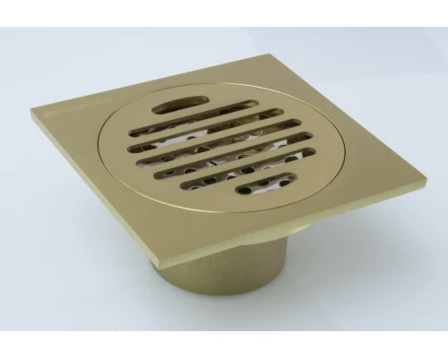 Трап прямой с обратным клапаном 10х10 Ganzer T001-S матовое золото