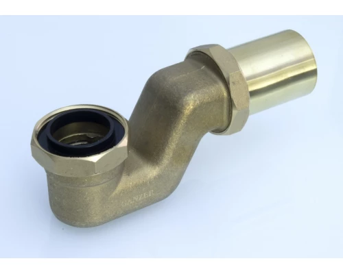 Колено квадратное для ванны из латуни 1"1/2 Ganzer A-08 цвет бронза