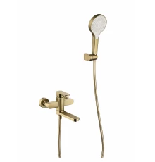 Смеситель для ванны и душа с коротким изливом от бренда Ganzer из латуни  GZ06132-S матовое золото