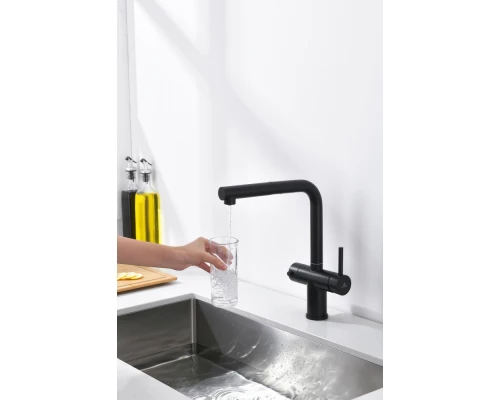 16036-C Смес. од. для кухни с ВЫД. лейкой и подк. ФИЛЬТ. (ЧЕРНЫЙ)  GANZER (10/1шт)